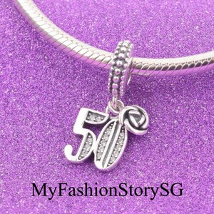 50周年記念ダングルチャームビーズ ブレスレット ネックレス ペンダント レディース ファッションビーズ シルバー DIY ジュエリーアクセサリー 記念日ギフト
