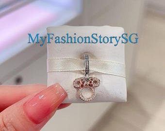 Disney Minnie Mouse Silhouette Double Dangle Charm Fit Bracelet Necklace Pendants Beads DIY Women Jewelry Accessories Anniversary Gift