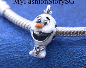 2025 Disney Frost Olaf Dingle Charm Pärlor Passar Armband Halsband Hänge Kvinnor Silverpärlor DIY Smycken Tillbehör Gåva Elsa Anna