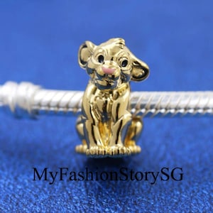 Disney The Lion King Gold Simba Charm Fit Bracelet Necklace Pendants Beads DIY Women Fashion Silver Jewelry Accessories Anniversary Gift