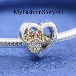 Disney Mickey & Minnie Love Icons Charm Fit Bracelet Necklace Pendant DIY Women Fashion Silver Jewelry Beads Accessories Gift