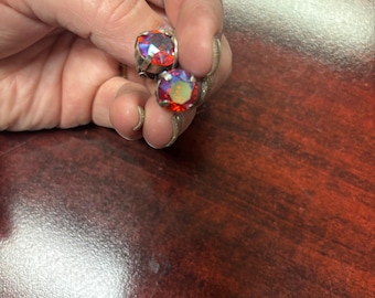 Vibrant Orange Sunset silver Swarovski lever back Earrings
