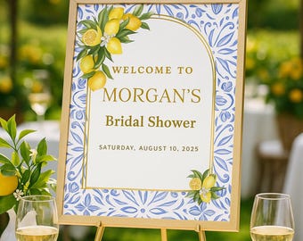 Limoncello Bridal Shower Welcome Sign: Italian Lemon Theme (Editable Canva Template)