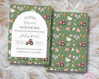 Farm Animal Baby Shower Invitation Bundle: Editable Template (Digital Download)