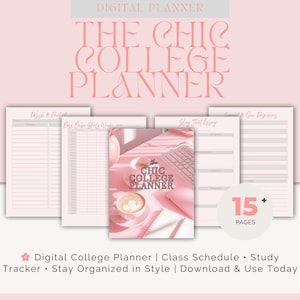 Digital Student Planner for College | Chic Academic Planner with Assignment Tracker, Study Schedule, and Budget Pages | iPad PDF