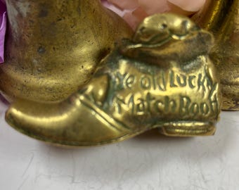 Vintage Brass Boot Vesta Case – "Ye Old Lucky Match Boot"
