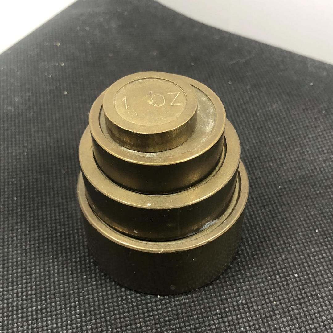 Set of Four Stacking Round Brass Weights Marked E.S.A - Etsy