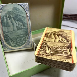 Vintage 1940s Waddingtons Playing Cards – Beautiful Britain Double Deck – Oast Houses, Kent
