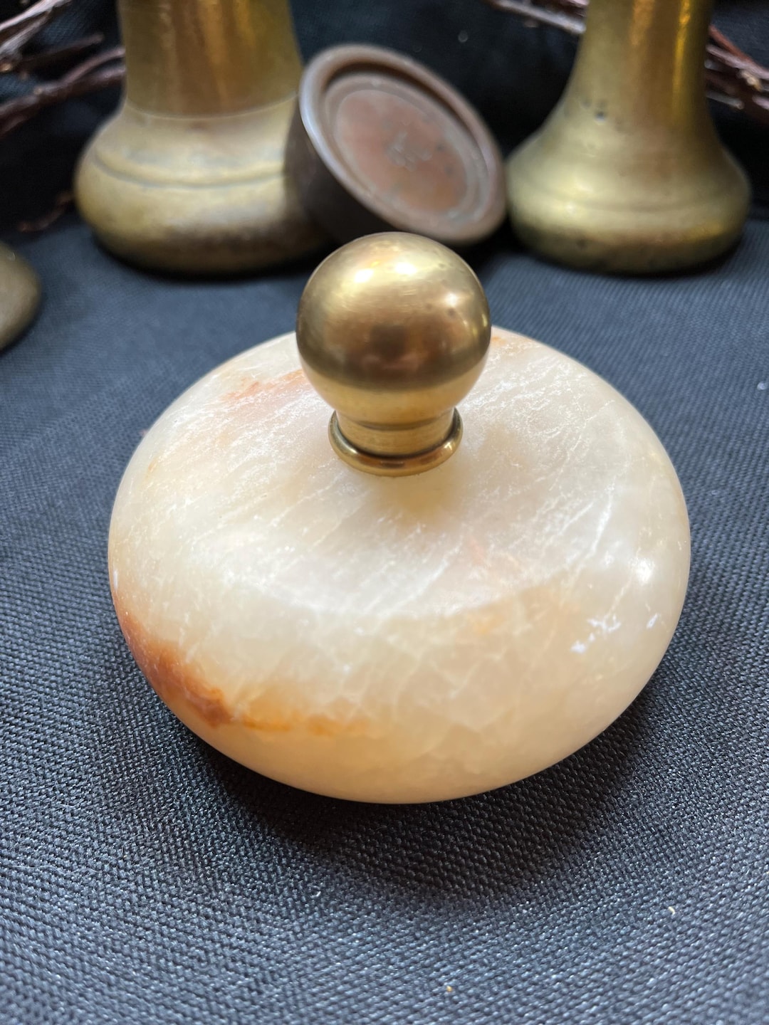 Stone Paperweights Vintage Stone Paperweight With Brass Handle - Etsy