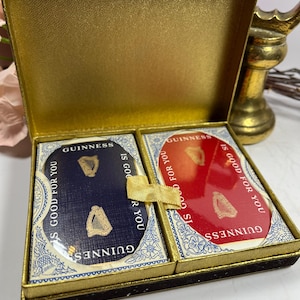 Carte da gioco Guinness Vintage – Doppio mazzo sigillato con logo Harp e scatola originale
