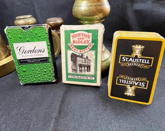 Carte da gioco vintage Breweriana / St Austell, Newton & Ridley, Gordon's Gin Decks