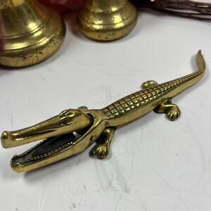 Vintage English Brass Crocodile Nutcracker – Collectible Animal Kitchen Tool