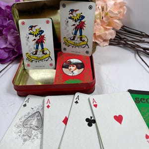 Vintage Coca-Cola Spielkarten mit Zählblock und Bleistift in Original Dose