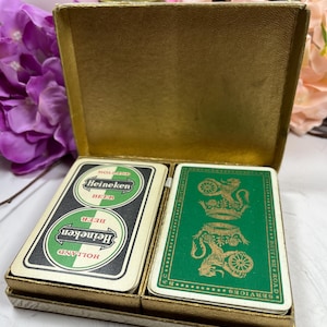 Vintage Double Deck Bridge Set La Rue & Heineken Spielkarten