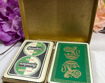 Vintage Double Deck Bridge Set La Rue & Heineken Playing Cards