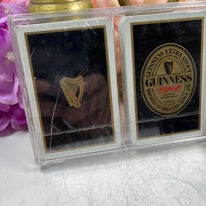 Mazzo doppio di carte Guinness Gold vintage degli anni '80 / Carte da gioco sigillate nella custodia originale / Cimeli Guinness da collezione