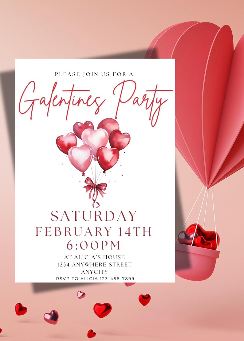 Editable Galentine's Party Invitation: Valentine's Day Invite (PDF Template) image 5