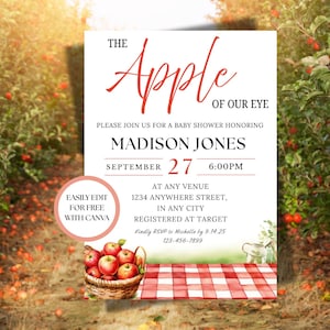 Apple of Our Eye Baby Shower Invitation: Editable Fall Theme (PDF Download)