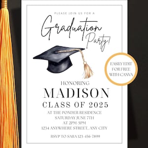 Editable Graduation Party Invitation: Class of 2025/2026 (Digital Download)