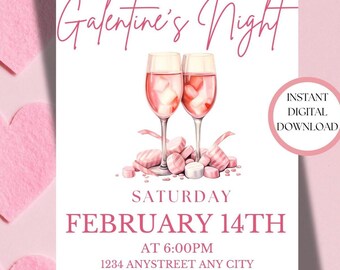 Digital Galentine's Party Invitation: Editable Women's Event Invite (PDF)