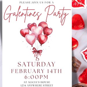 Editable Galentine's Party Invitation: Valentine's Day Invite (PDF Template) image 2