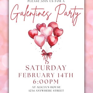 Editable Galentine's Party Invitation: Valentine's Day Invite (PDF Template) image 3