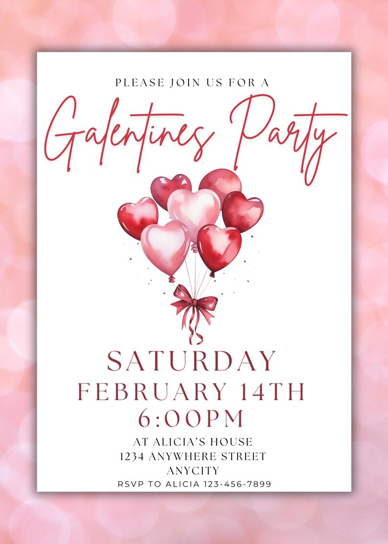 Editable Galentine's Party Invitation: Valentine's Day Invite (PDF Template) image 3