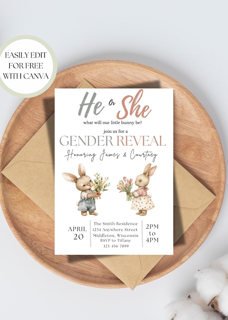 Some Bunny Gender Reveal, Easter Gender reveal, Spring Gender Reveal
