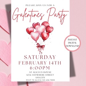 Editable Galentine's Party Invitation: Valentine's Day Invite (PDF Template) image 4