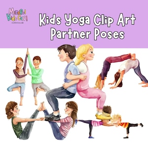 Kinder Yoga Partner Posen Clip Art