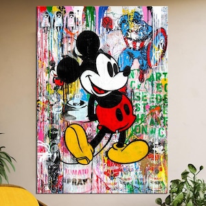 Stampa Pop Art di Topolino Banksy, stampe di moda di lusso, cartoni animati, regalo di compleanno di Natale, immagini, decorazioni per la casa, arte murale