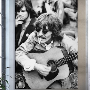George Harrison Gitarre spielen Film Leinwand Wand Kunst Film Druck, Kunst Poster für Geschenk, Home Decor