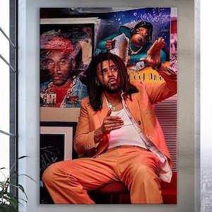 Toile ou poster J Cole - oeuvre d'art murale hip hop - décoration murale Forest Hills Drive 2014