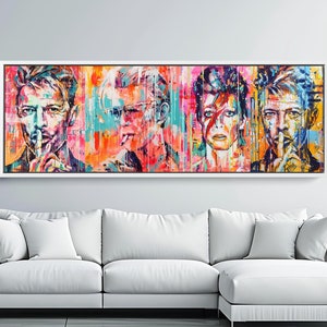 Multi David Bowie Pop Art Canvas, Stampa astratta di David Bowie, Poster di Bowie, Arte murale di David Bowie