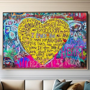 BANKSY LOVE HEARTS Canvas Wall Art, Banksy Wall Art ,Banksy Canvas, Banksy Print Banksy Graffiti Street Art Pop Art Canvas Graffiti Wall Art