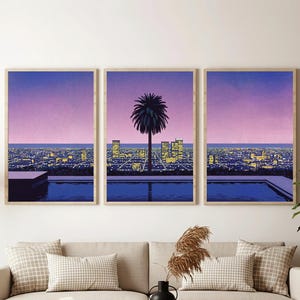Pacific Breeze 2 by Hiroshi Nagai Set of 3 , Wooden Framed Art, Japanese Retro Wall Print, 80s Aesthetic Decor,