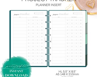 Undated Project Tracker Planner Insert, homework tracker printable, Disc, Reading Tracker, A5, Half Letter, Planner Printable