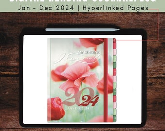 Digital Reading Journal JAN - DEC 2024 | Digital Book Tracker | Reading Tracker | Reading Log | Homeschool Planner | School Book Log