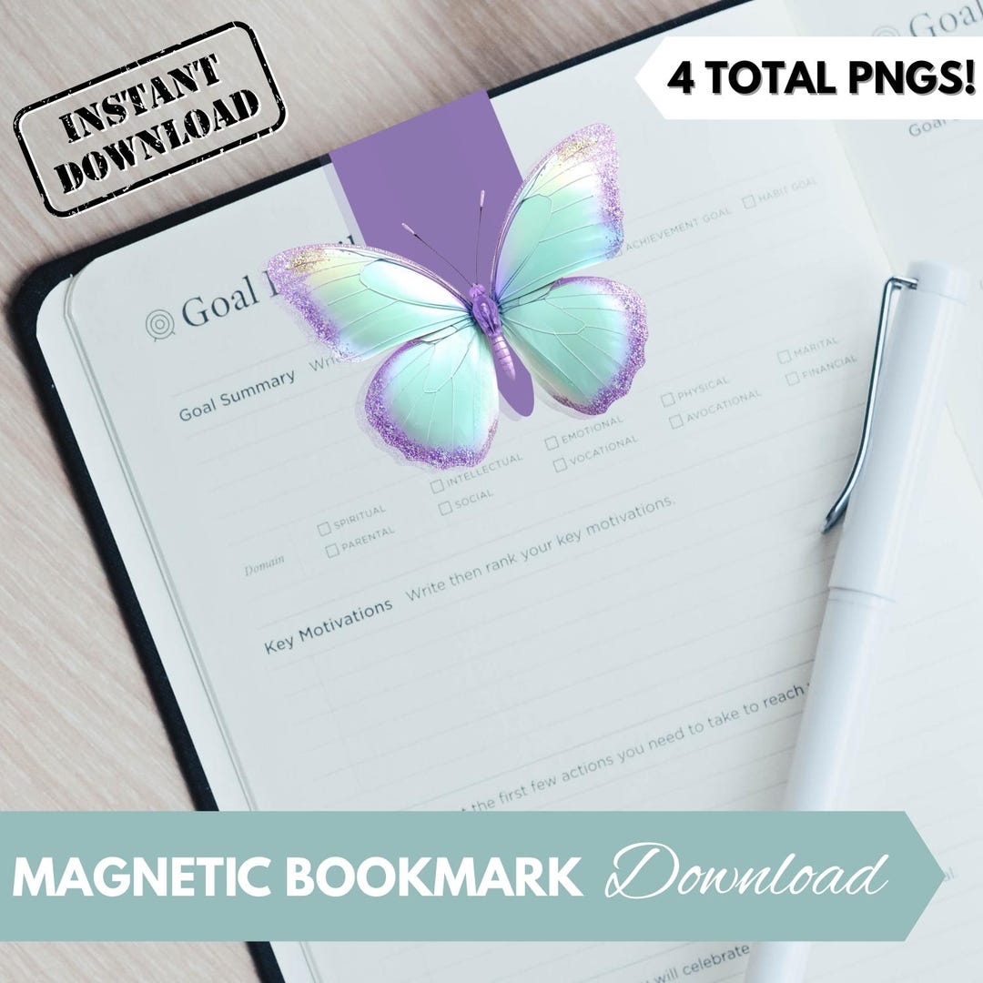 Printable Butterfly Magnetic Bookmarks: PNG Instant Download Bundle for ...