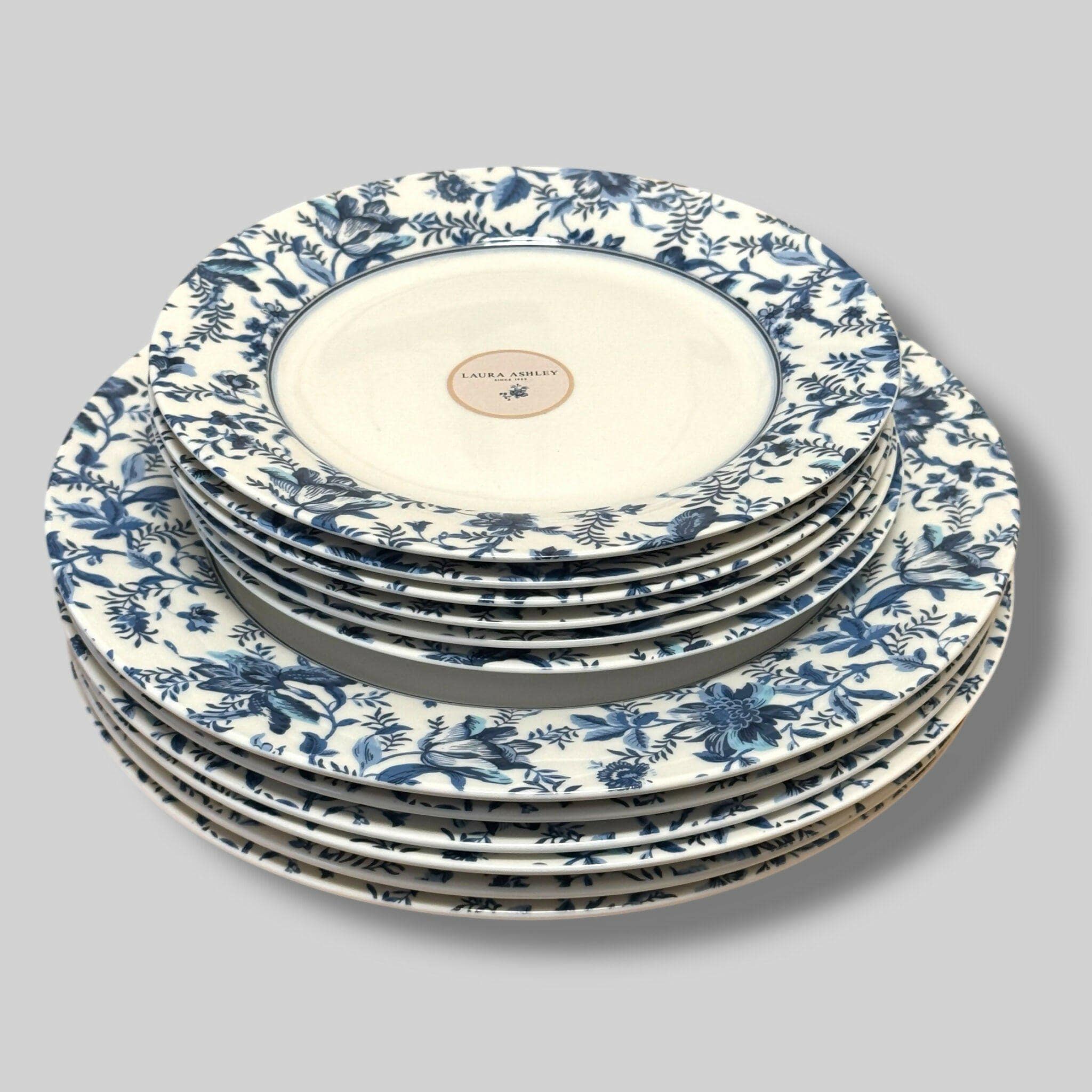 Laura Ashley Blue Floral Plates | Set of 12 New Without Box - Etsy