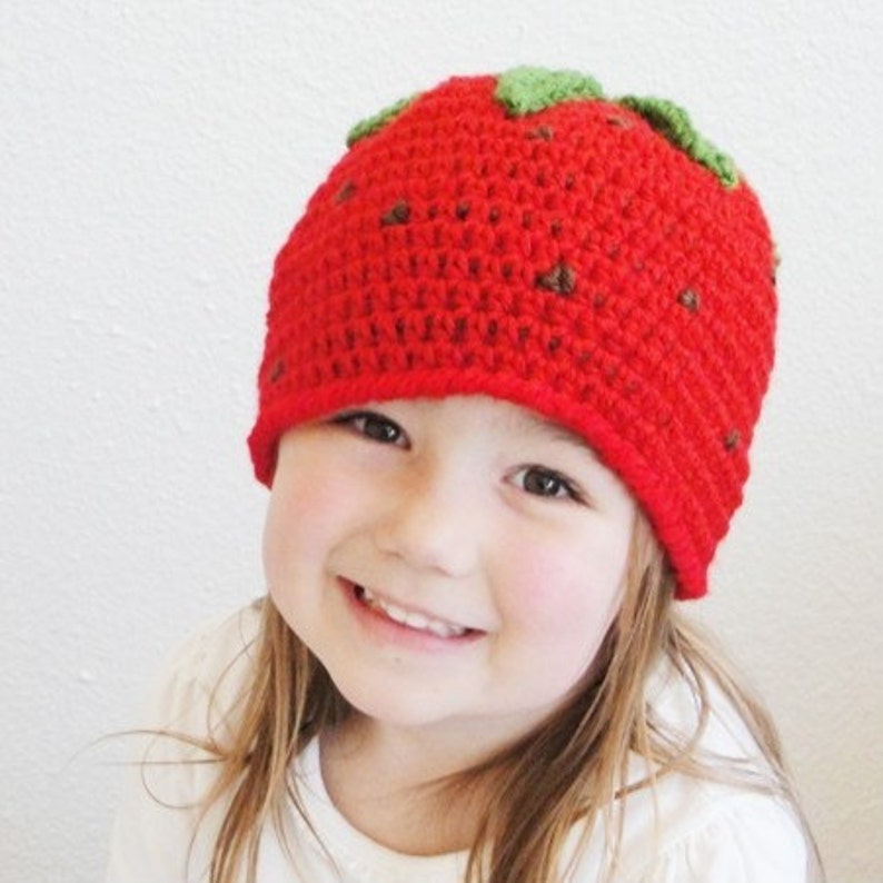 Kid's Strawberry CROCHET HAT PATTERN Permission to Sell Finished Items image 2