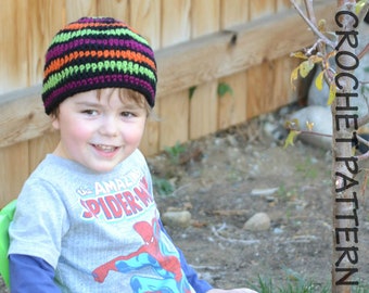 CROCHET HAT PATTERN Shockwave Beanie - Kids Size