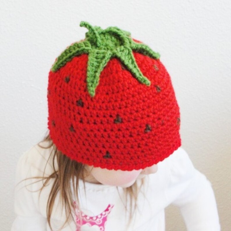 Kid's Strawberry CROCHET HAT PATTERN Permission to Sell Finished Items image 3