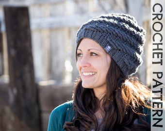 CROCHET HAT PATTERN Snowdrift Slouch - Adults & Kids