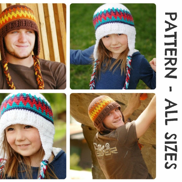 CROCHET HAT PATTERNS Old School Beanie - Adults and Kids Sizes