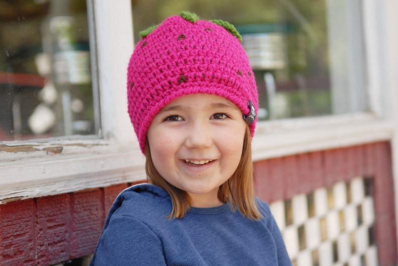 Kid's Strawberry CROCHET HAT PATTERN Permission to Sell Finished Items image 4