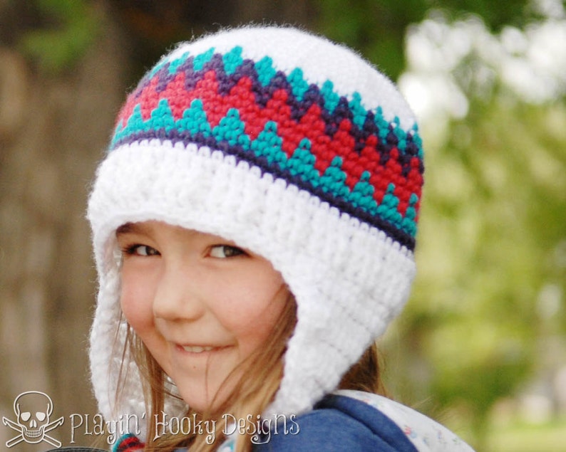 CROCHET HAT PATTERN Kid's Old School Beanie image 3