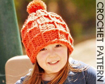 CROCHET PATTERN - Big Waffle Ski Beanie