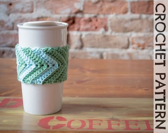 CROCHET PATTERN: Eddyline Chevron Coffee Cup Cozy