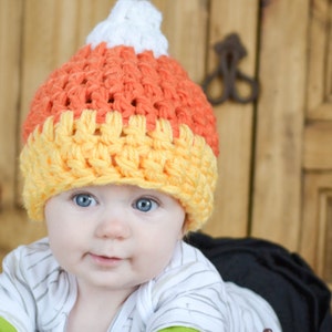 CROCHET HAT PATTERN - Candy Corn Halloween Beanie
